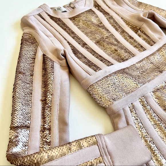 House of CB Massima Bandage Dress Pink and Gold - Picture 4 of 14